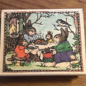 Mounted Wooden Stamp of Bunnies